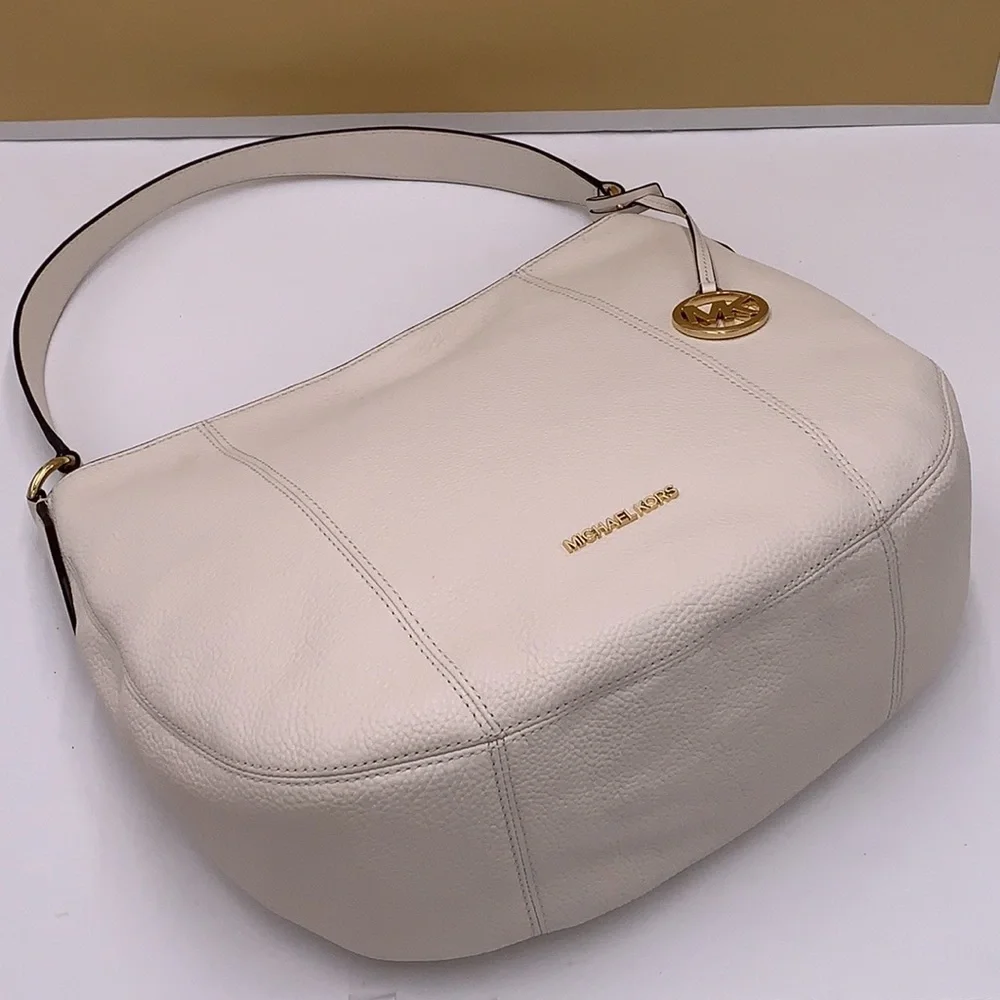 MICHAEL KORS BROOKE LG HOBO SHOULDER BAG LEATHER LT CREAM